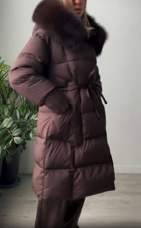 Longline Hooded Puffer Coat with Magnetic Closures & Drawstring Waist