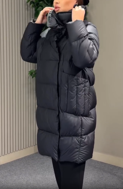 Magnetic Snap Mid-Length Puffer Jacket