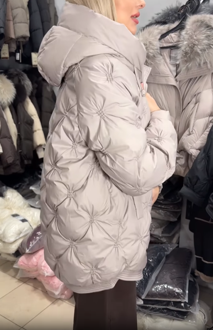 Star-Quilted Hooded Puffer Jacket