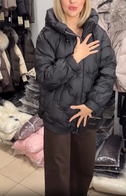 Star-Quilted Hooded Puffer Jacket