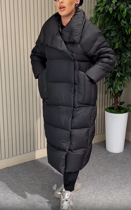 Longline Puffer Coat with Magnetic Snap & Hidden Zipper