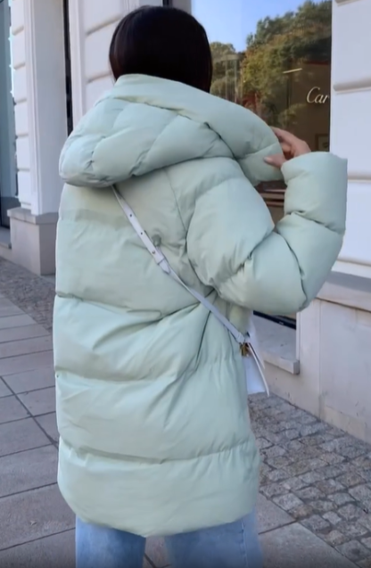 Hooded Puffer Coat with Drawstring Hem