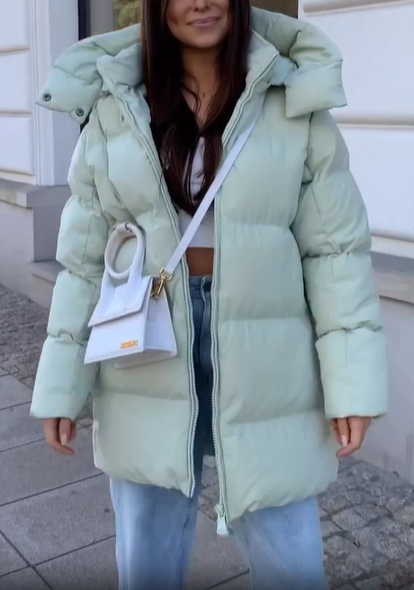 Hooded Puffer Coat with Drawstring Hem