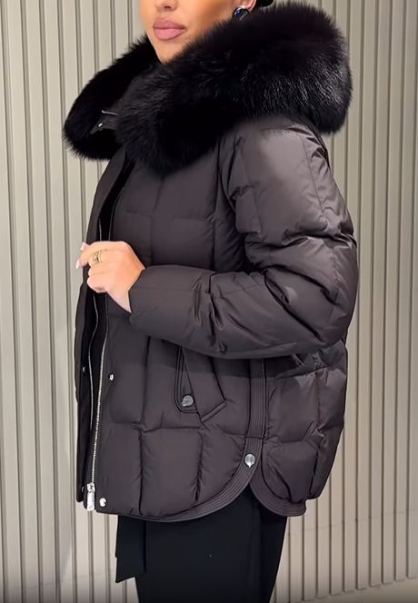 Puffer Jacket with Faux Fur Hood Trim