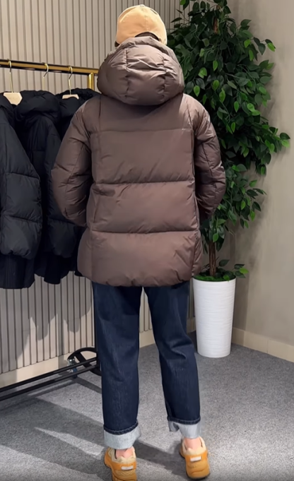 Ribbed Cuff Puffer Jacket with Stand Collar