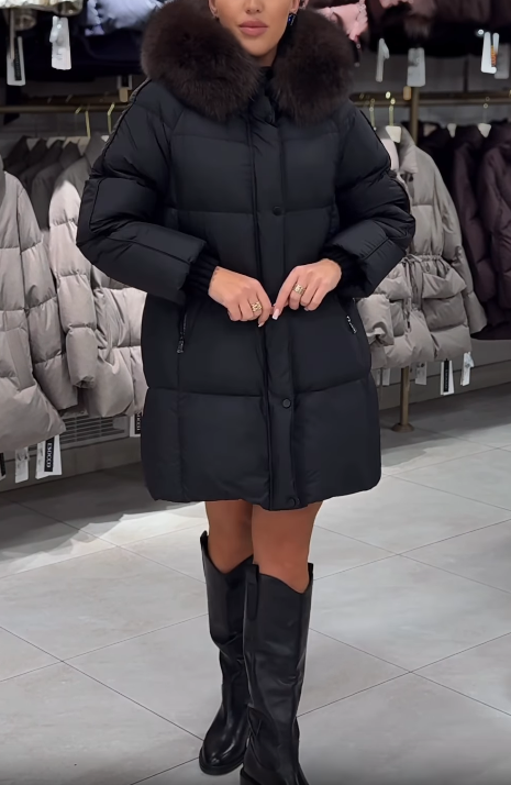 Faux Fur-Trimmed Hooded Puffer Coat