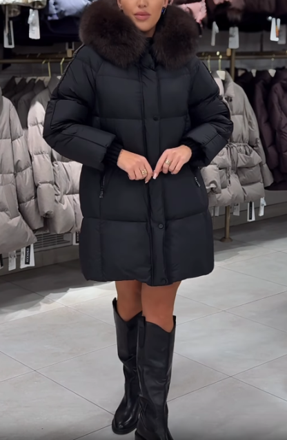 Faux Fur-Trimmed Hooded Puffer Coat