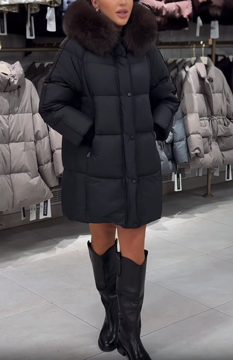 Faux Fur-Trimmed Hooded Puffer Coat