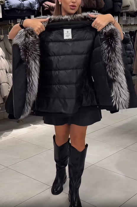 Oversized Puffer Jacket with Faux Fur Collar