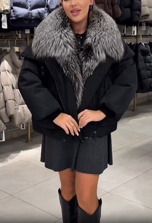 Oversized Puffer Jacket with Faux Fur Collar