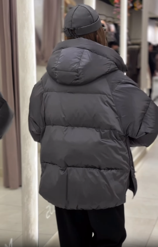 Drawstring Hood Puffer Jacket with Ribbed Cuffs