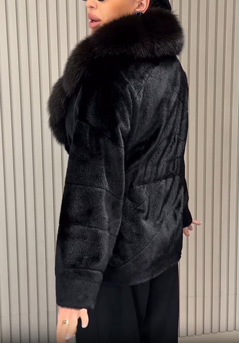 Faux Fur Coat with Oversized Collar & Adjustable Belt