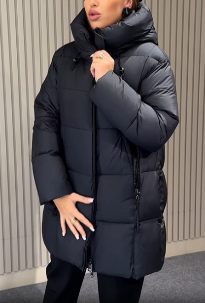 Quilted Hooded Puffer Coat with Adjustable Drawstrings