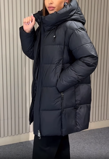 Quilted Hooded Puffer Coat with Adjustable Drawstrings