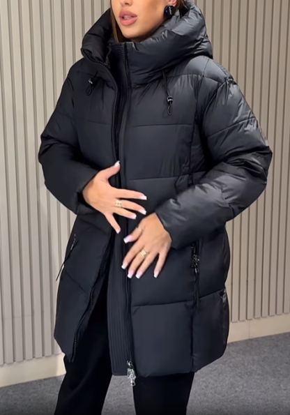 Quilted Hooded Puffer Coat with Adjustable Drawstrings