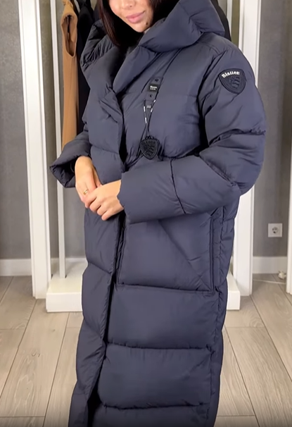 Hooded Long-Length Puffer Coat with Magnetic Closure