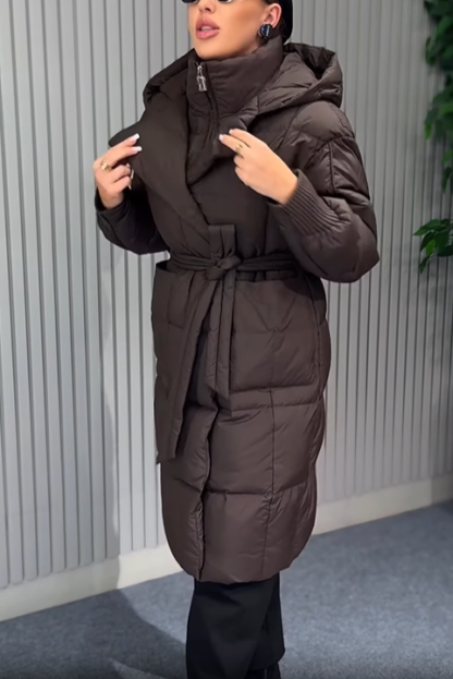 Layered Puffer Coat with Magnetic Snap Closure & Integrated Vest