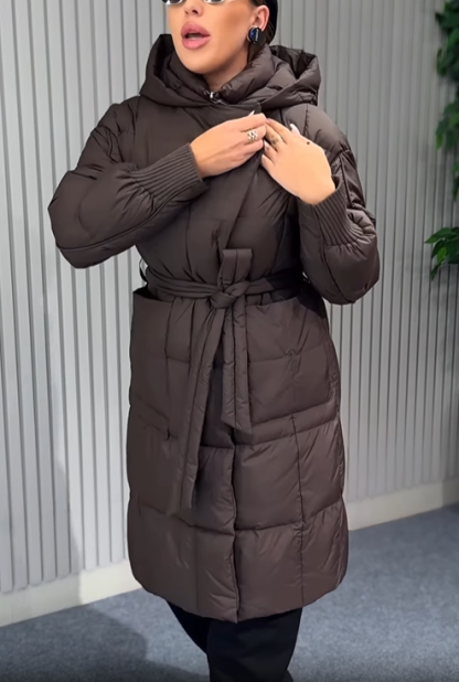 Layered Puffer Coat with Magnetic Snap Closure & Integrated Vest