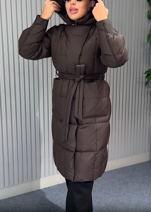 Layered Puffer Coat with Magnetic Snap Closure & Integrated Vest