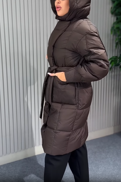 Layered Puffer Coat with Magnetic Snap Closure & Integrated Vest