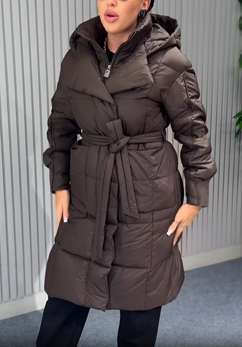 Layered Puffer Coat with Magnetic Snap Closure & Integrated Vest