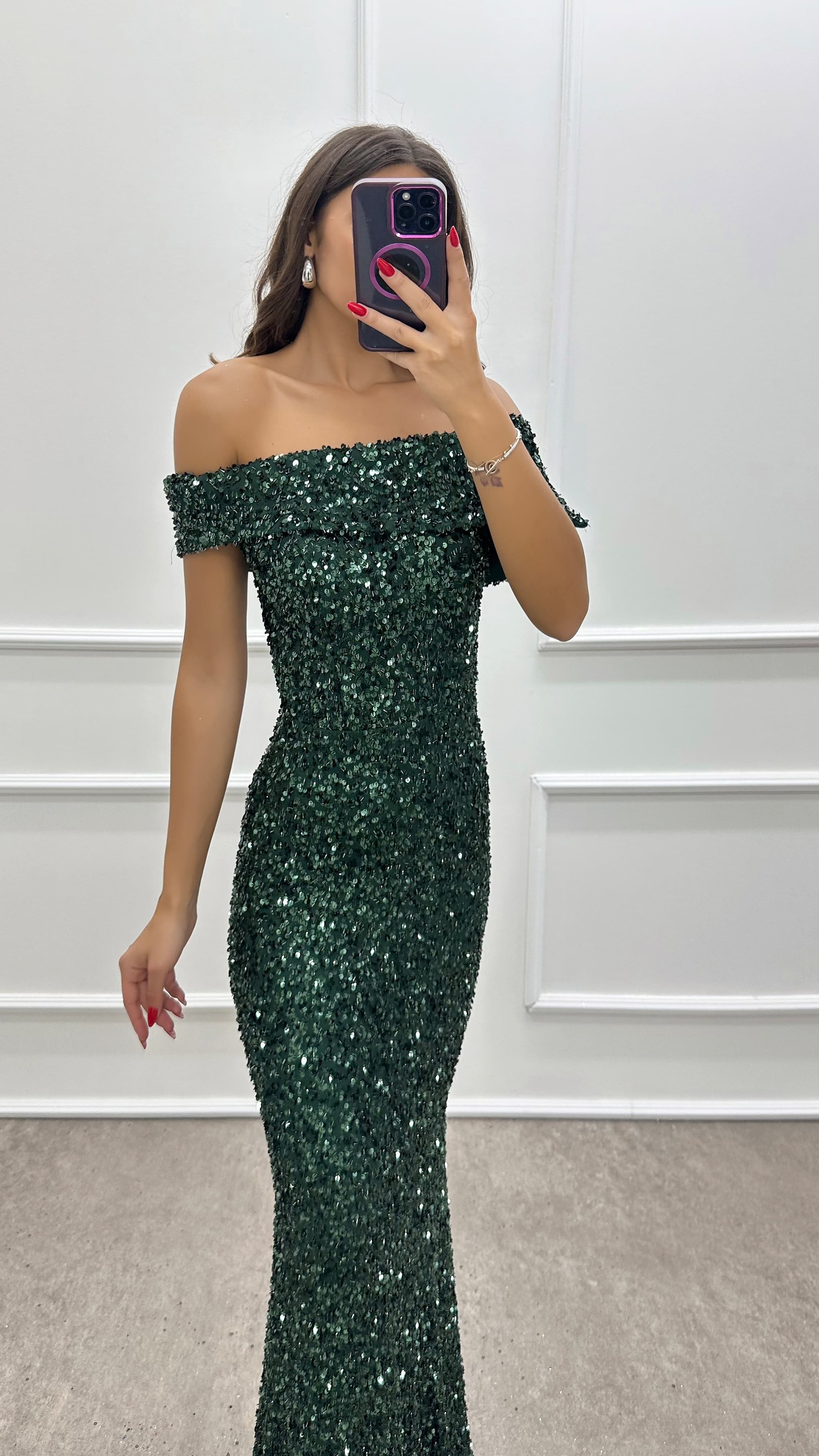 BEIGE MADONNA COLLAR SEQUIN DESIGN DRESS