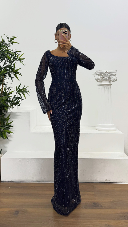 Cape Embroidered Evening Dress