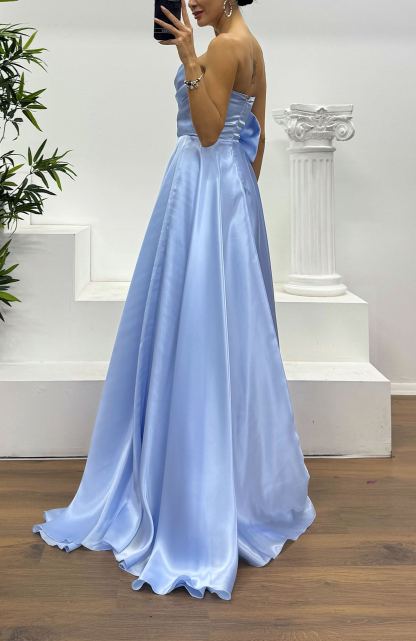 Strapless Bow Detail Evening Dress