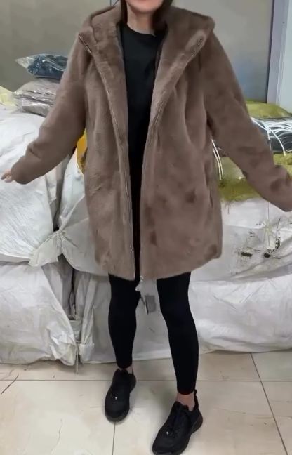 [Copy]Black Puffer Jacket with Oversized Faux Fur Hood