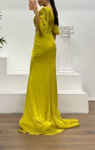 Balloon Sleeve Evening Dress