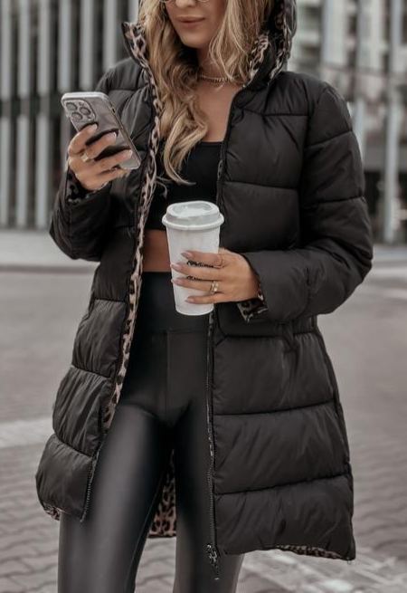 Leopard print double-faced down jacket