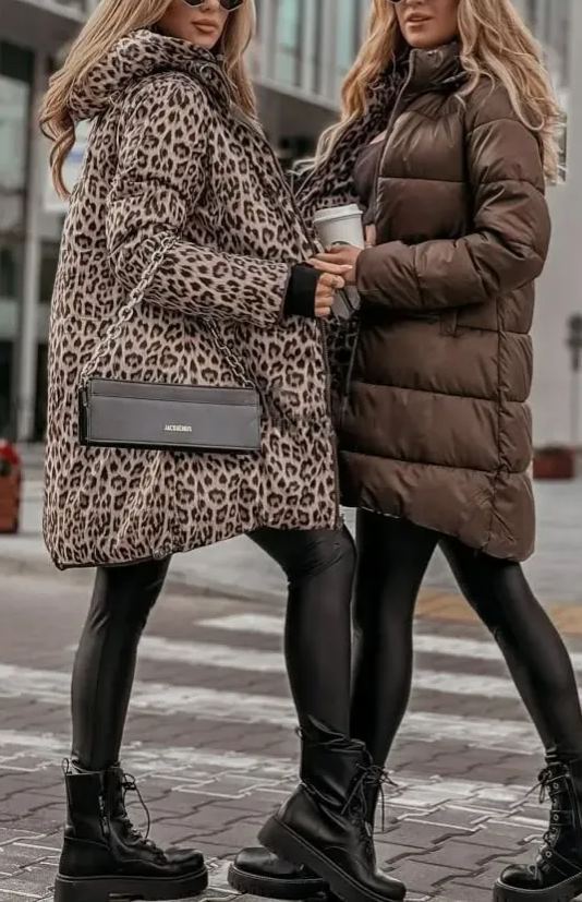 Leopard print double-faced down jacket