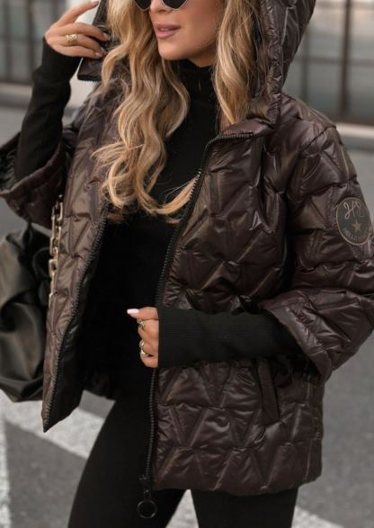 Quiet Afternoon burgundy short quilted jacket