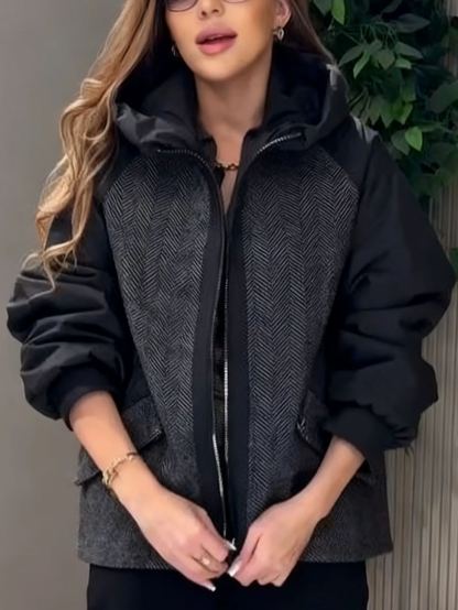 Herringbone and Nylon Hybrid Jacket