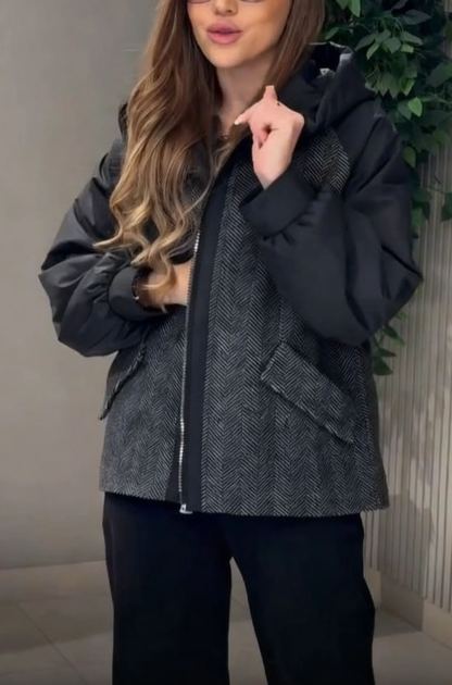 Herringbone and Nylon Hybrid Jacket