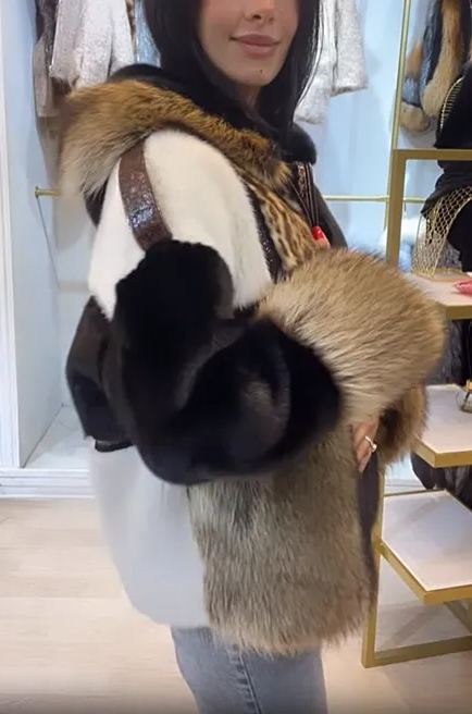 Patchwork Faux Fur Hooded Jacket