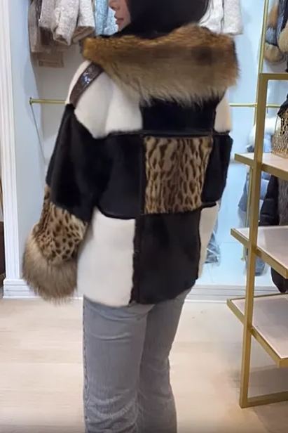 Patchwork Faux Fur Hooded Jacket