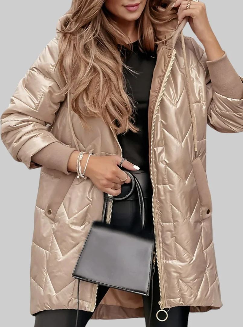 Quilted Puffer Jacket with Drawstring Hood