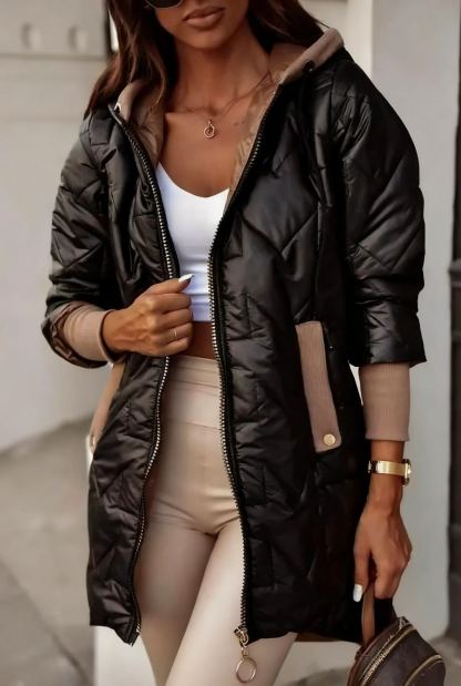 Quilted Puffer Jacket with Drawstring Hood