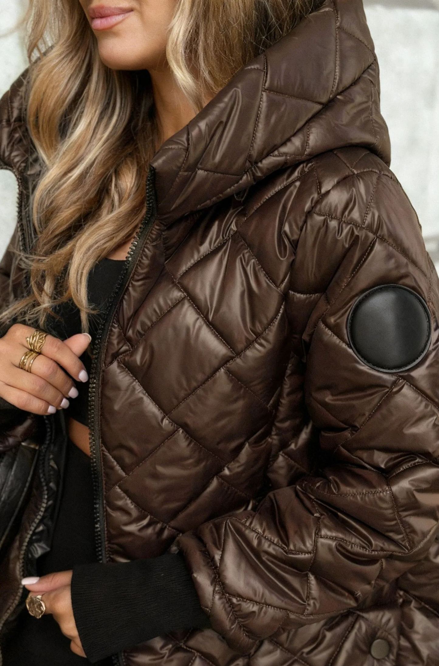 Burgundy Quilted Hooded Jacket