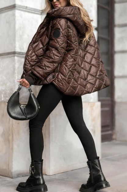 Burgundy Quilted Hooded Jacket