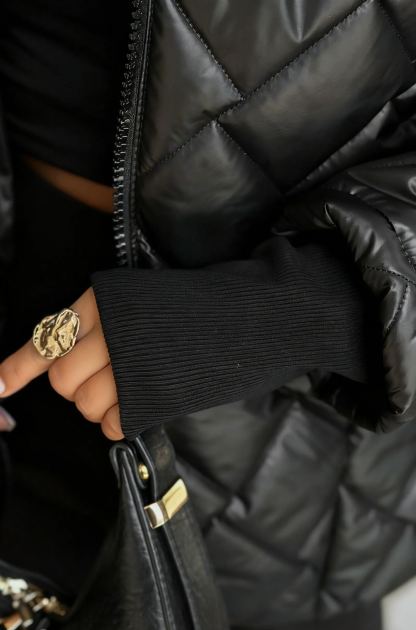 Burgundy Quilted Hooded Jacket