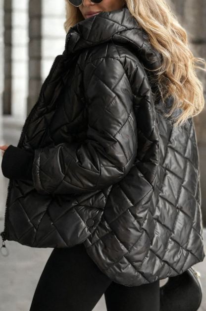 Burgundy Quilted Hooded Jacket