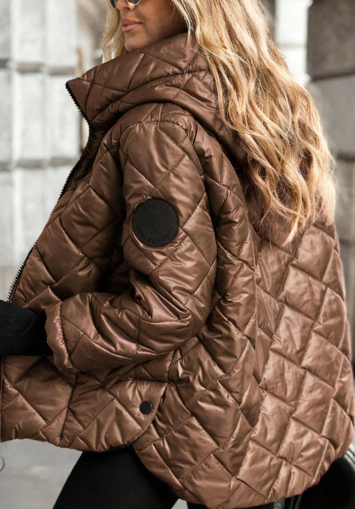 Burgundy Quilted Hooded Jacket