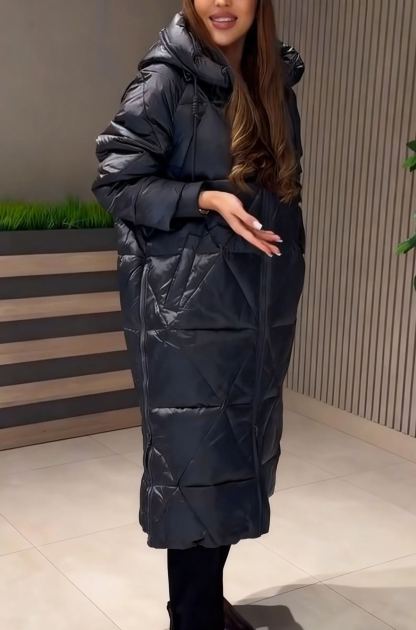 Longline Diamond-Quilted Puffer Coat