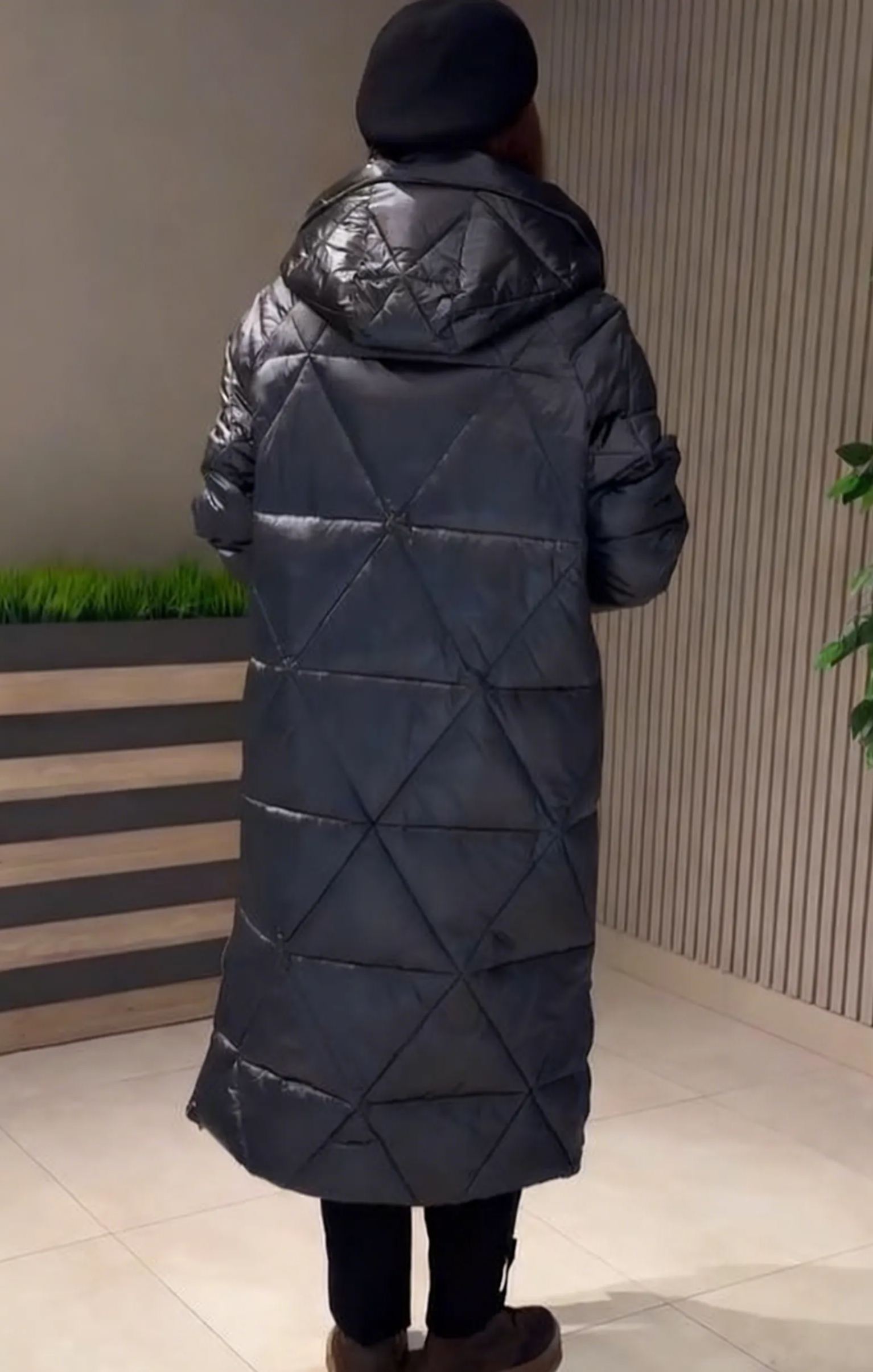 Longline Diamond-Quilted Puffer Coat