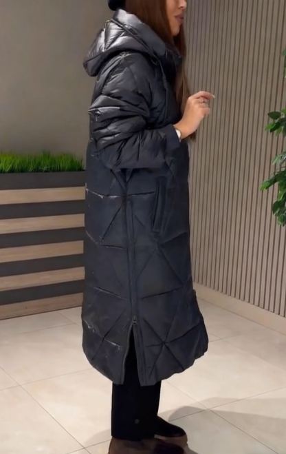 Longline Diamond-Quilted Puffer Coat