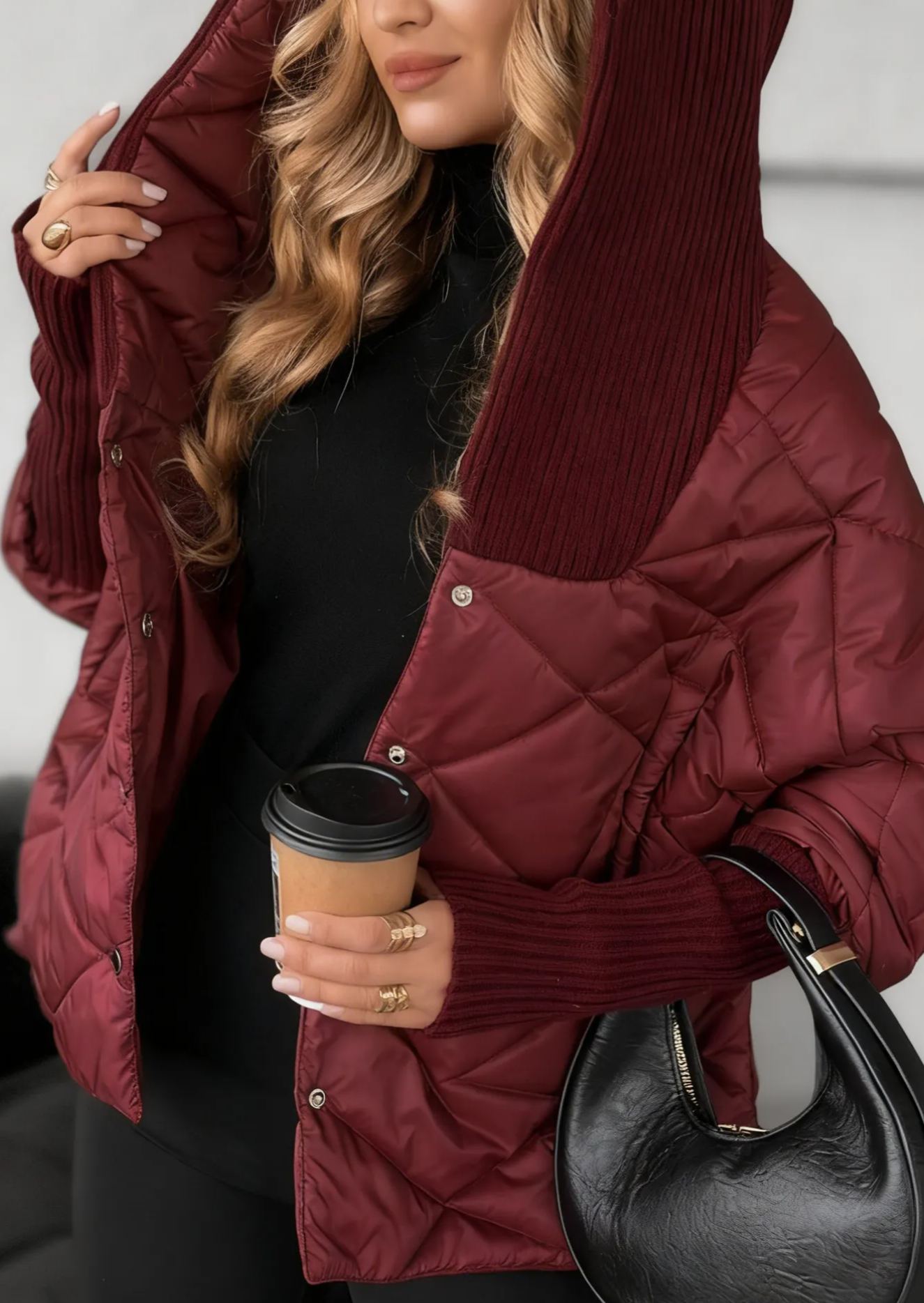 Burgundy Oversized Hooded Jacket