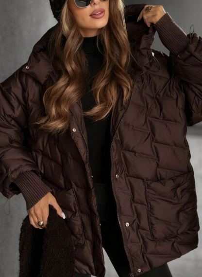 Choose Yourself Beige Hooded Down Jacket