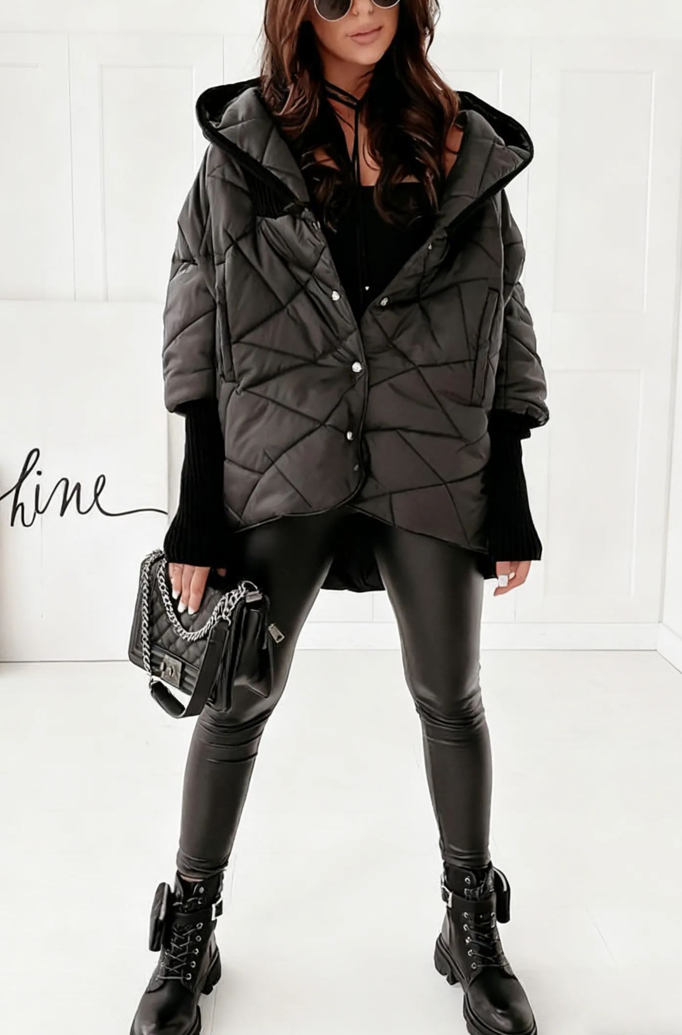 Burgundy Oversized Hooded Jacket